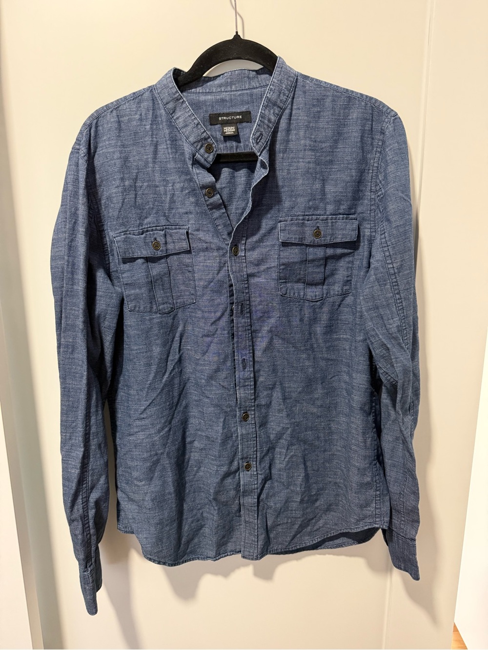 Structure Men's Denim-Style Blue Button Shirt